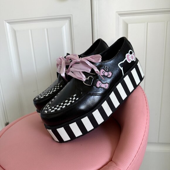 TUK Hello Kitty Black and White Stripe Platform Creepers - Picture 11 of 13